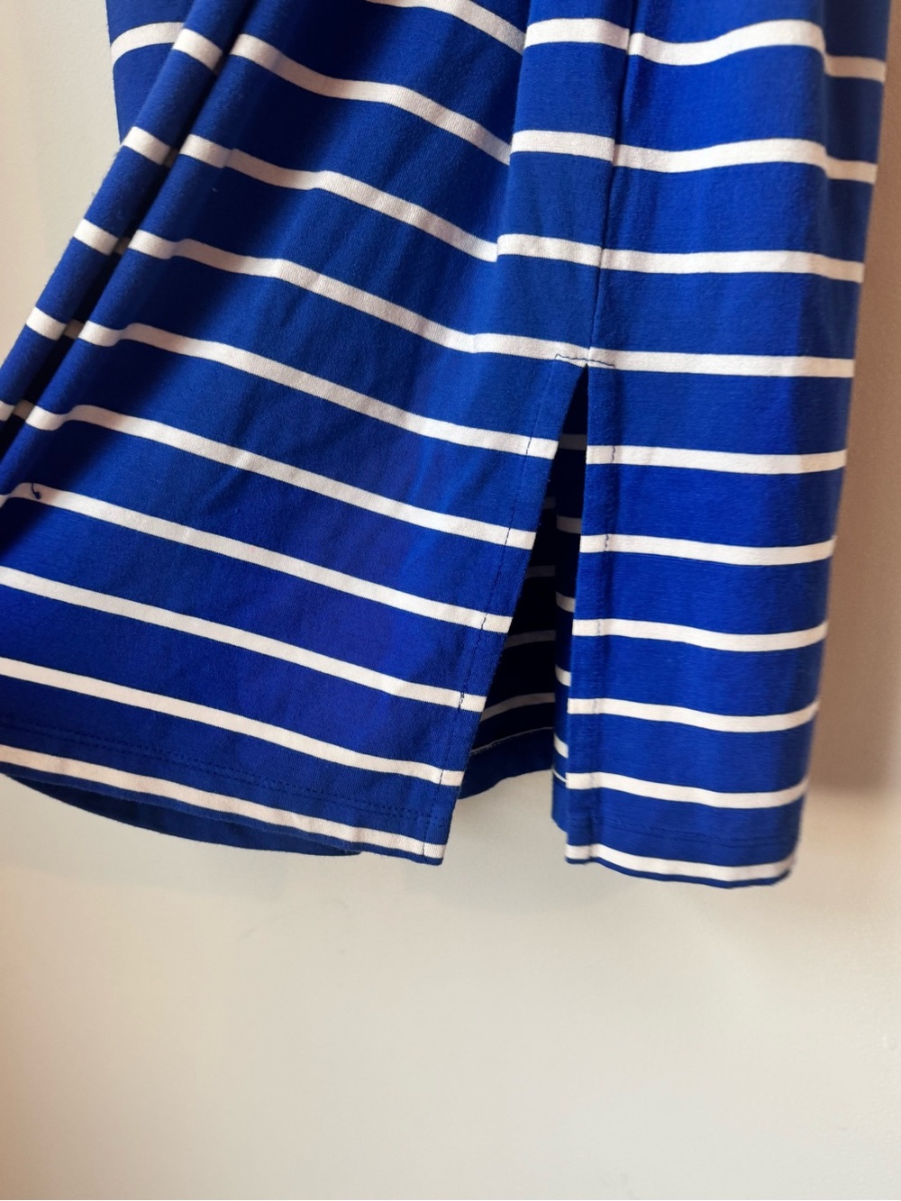 Appleseed's Blue and White Striped Tie-Waist Midi embroidered Dress - Picture 7 of 10